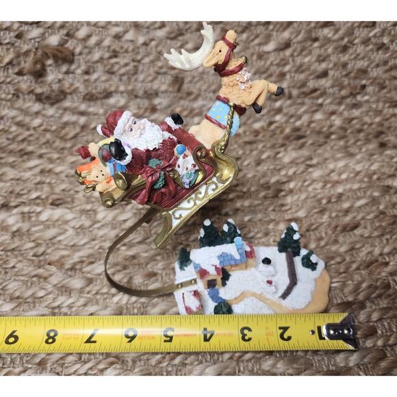 Traditions Vintage Santa & Sleigh Flying Over Village Christmas Holiday Figurine - Picture 8 of 9